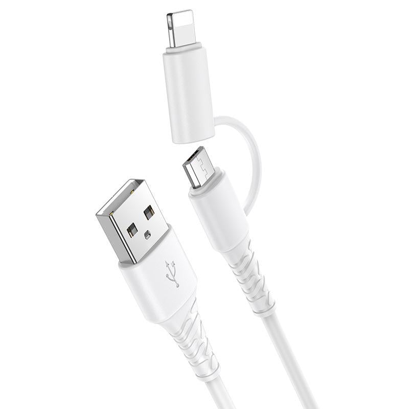 Кабель Hoco Combo Micro USB/Lightning 2в1 X54 1 м 2,4A White - фото 2