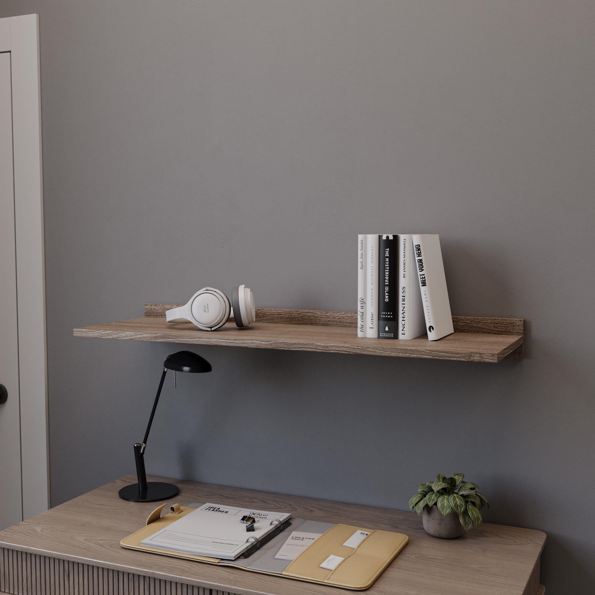 Полка навесная для офиса/спальни/прихожей/детской 88х8х28 см Дуб Шамони (PN-88)