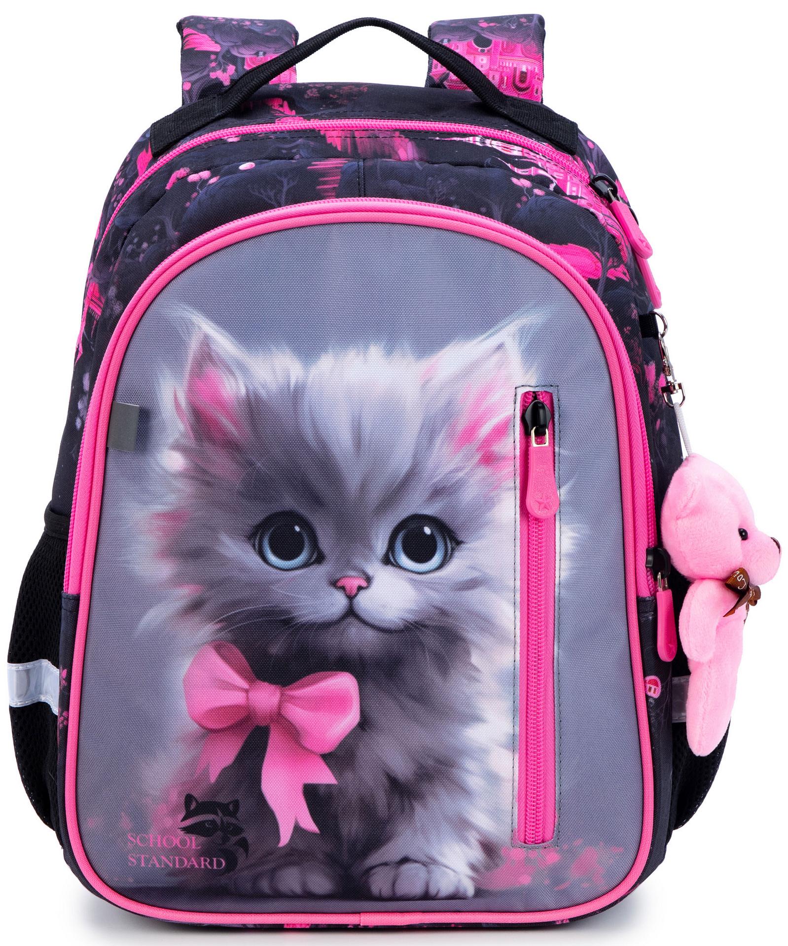 Рюкзак ортопедичний для дівчинки School Standard Котик для 1-4 класу 38х28х16 см (160-2) - фото 2