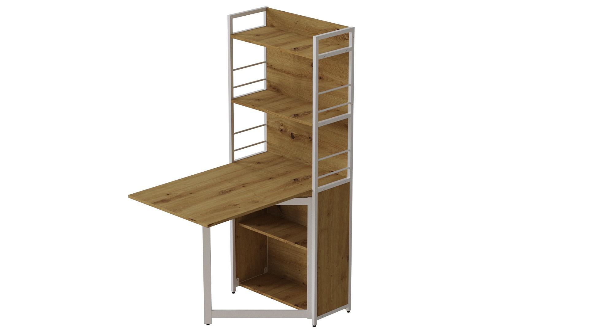 Стіл книжка з етажеркою Ferrum-decor Практик 2 метал/ДСП 16 мм 1555x640x990 мм Білий/Дуб Артізан (FRD-104637) - фото 4