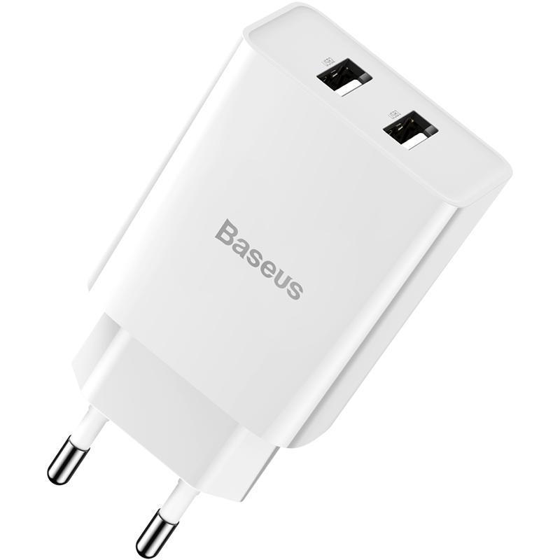 Пристрій мережевий зарядний Baseus TZCCFS-R02 Speed Mini 2USB/Cable Lightning 2,1A White