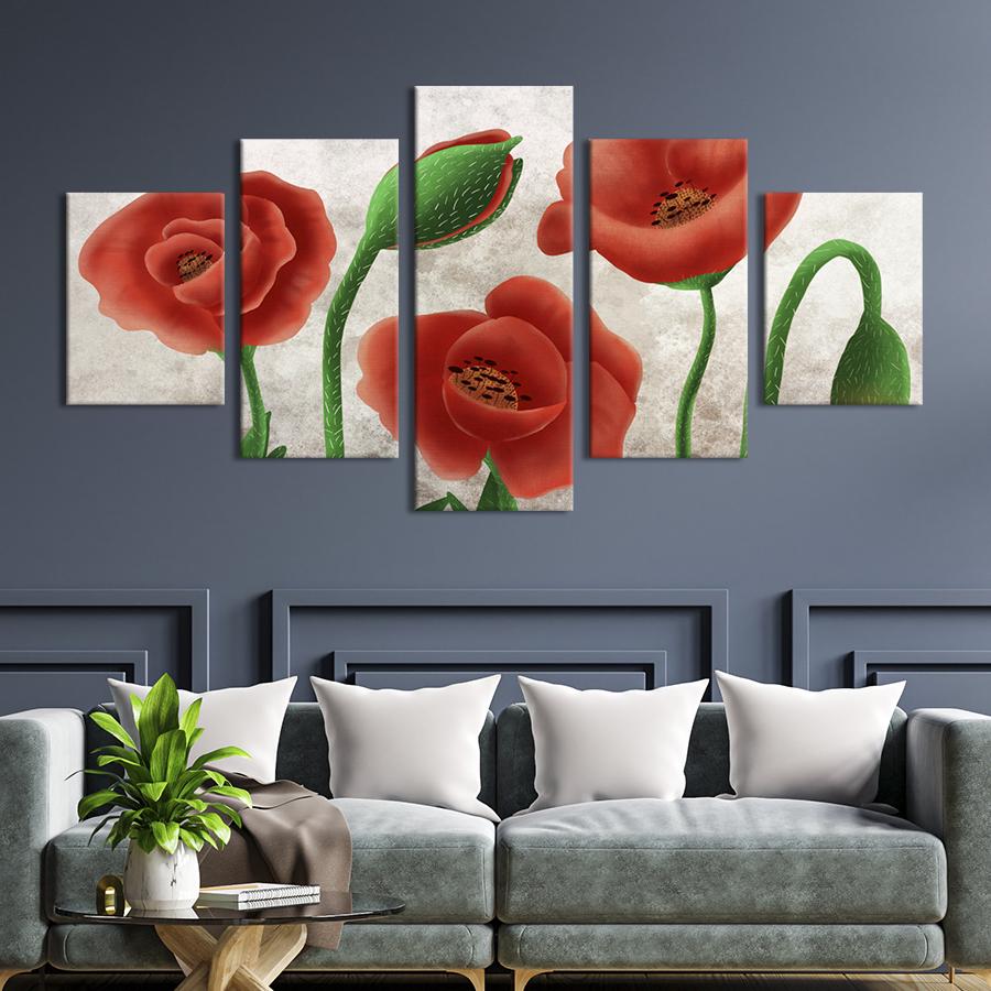 Картина на холсте Восхитительные алые маки 112x54 см (968-52)