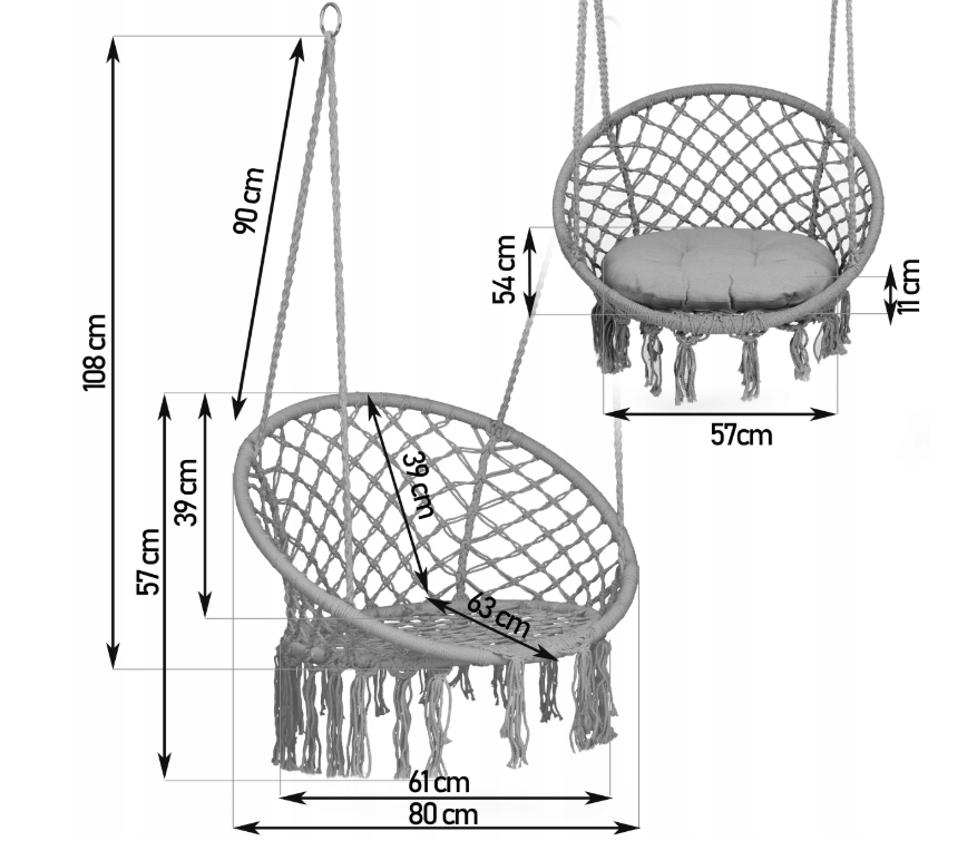 Крісло підвісне з подушкою BOHO Sofotel Сірий (100865) - фото 5 Крісло підвісне з подушкою BOHO Sofotel Сірий (100865) - фото 5
