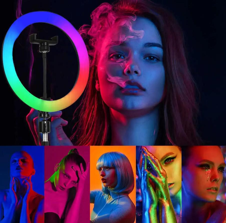 Кольцевая лампа для фото и видео съемки Ring Light LED с держателем RGB 15 режимов 36 см (563) - фото 6 Кольцевая лампа для фото и видео съемки Ring Light LED с держателем RGB 15 режимов 36 см (563) - фото 6