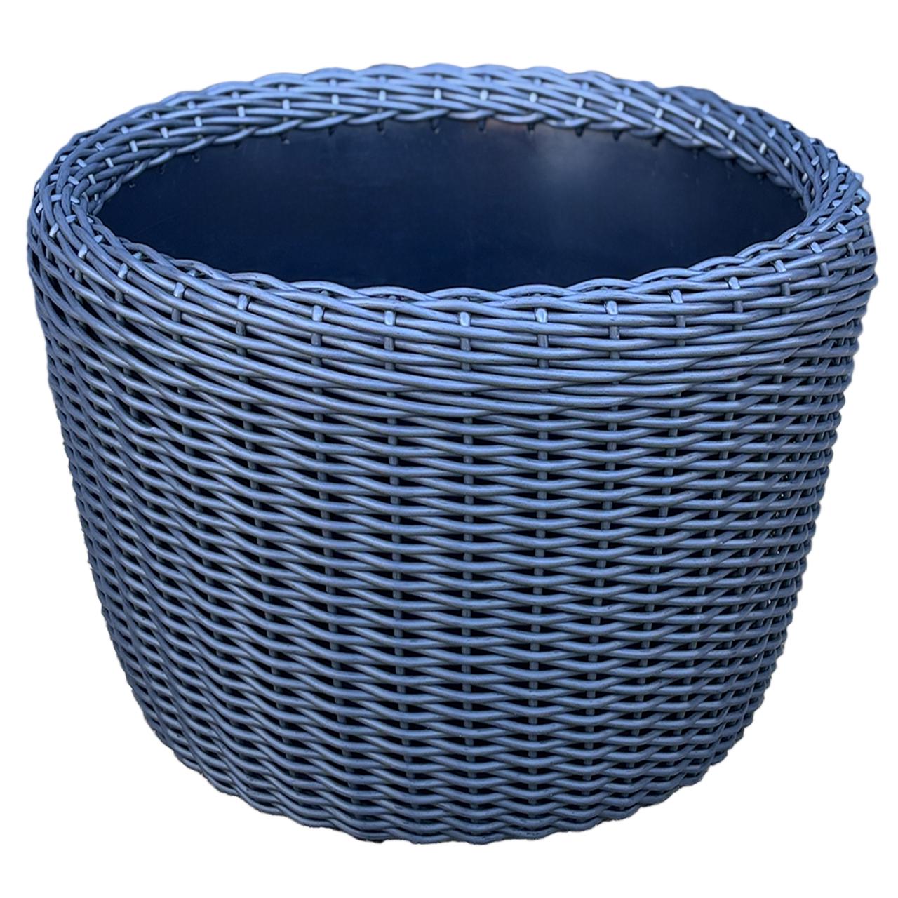 Кашпо велике для рослин та квітів з штучного ротангу/ручної роботи 90 л Графіт - фото 1
