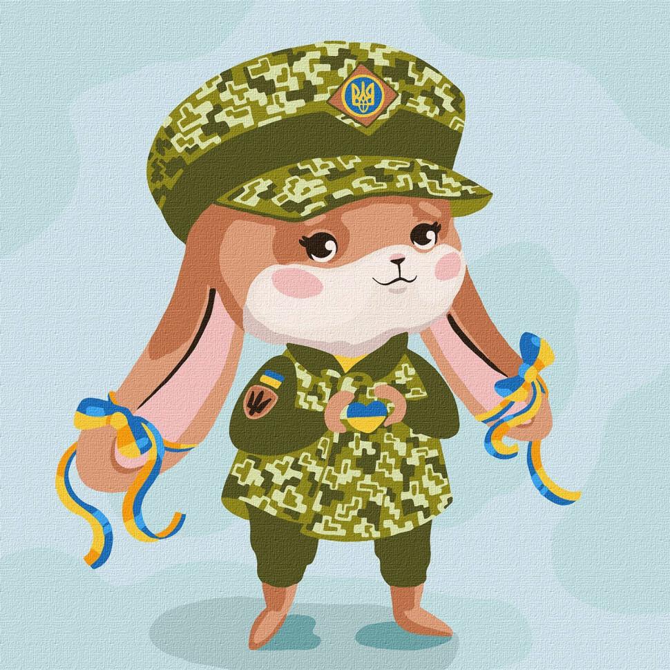 Картина по номерам Идейка Зайка-защитница 30х30 см (KHO2403)