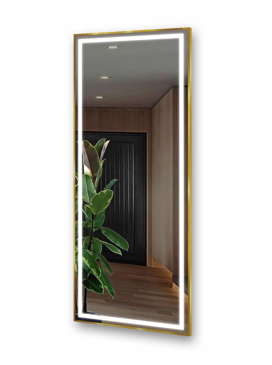 Зеркало настенное VLASTA GOLD в алюминиевой раме с LED подсветкой 1200х600 мм