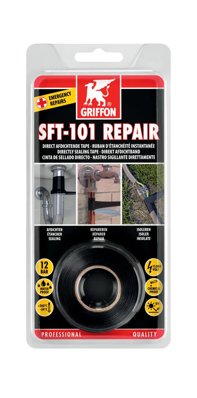Самоулканизующая ремонтная лента Griffon SFT-101 Repair 25 мм х 3 м Черный (3159625443)