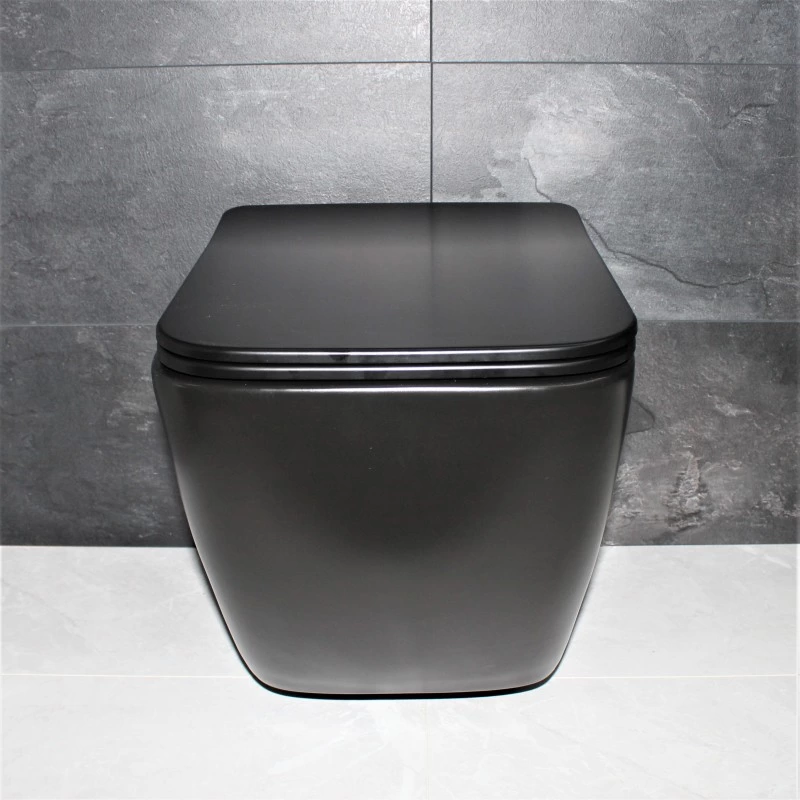 Унитаз подвесной Dusel Cubis DWHT10201030RВ с сиденьем Slim Soft-Close Black Matt (810302) - фото 9