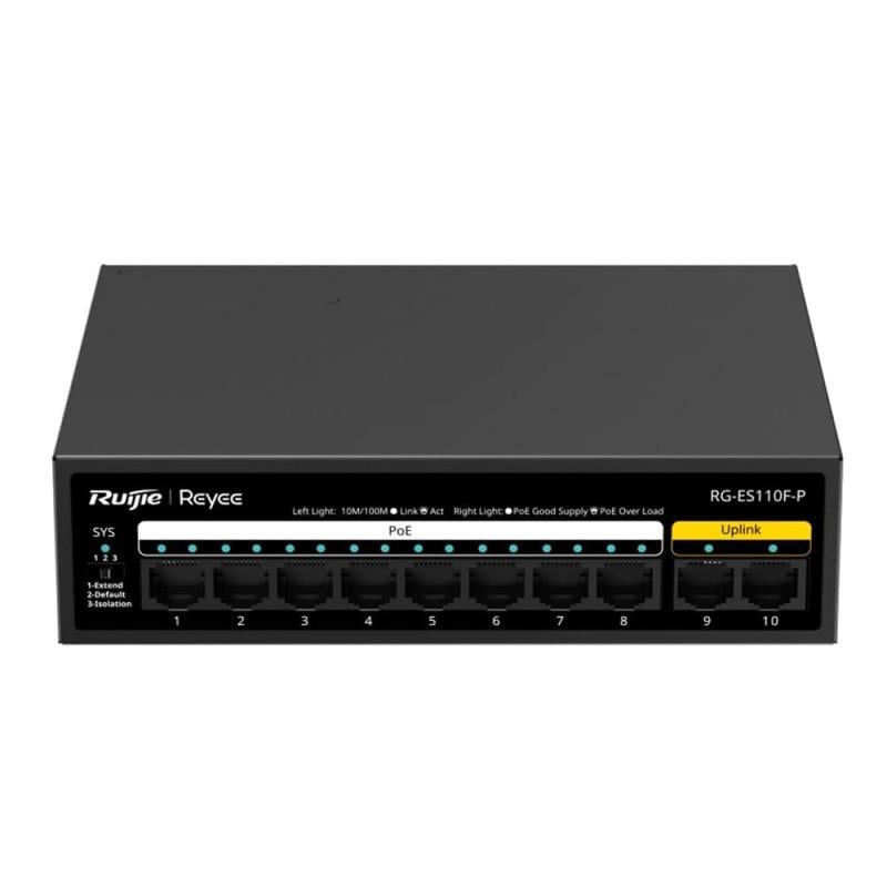 Коммутатор неуправляемый Ruijie Reyee RG-ES110F-P PoE 10 портов (3103387589)