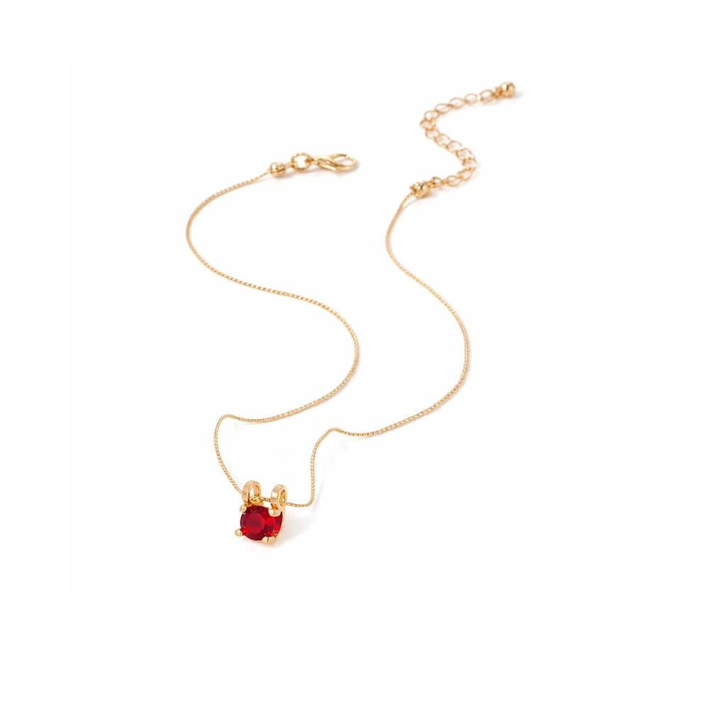 Цепочка женская на шею с Н-образным кулоном-кристаллом Золотистая с красным (3000004157)