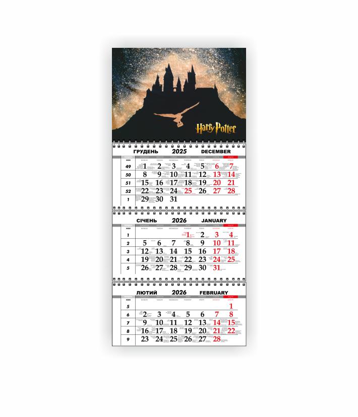 Календарь настенный квартальный Vivay Гарри Поттер на 2026 год (31064153)