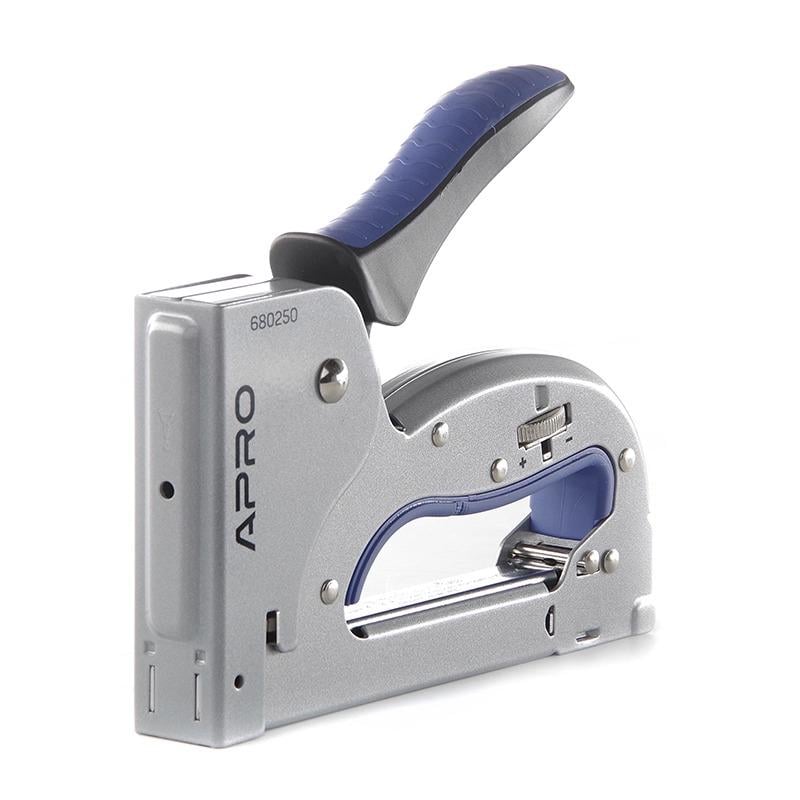 Степлер рессорний для скоб Apro 4-14 мм сталевий корпус регулювання удару (680250)