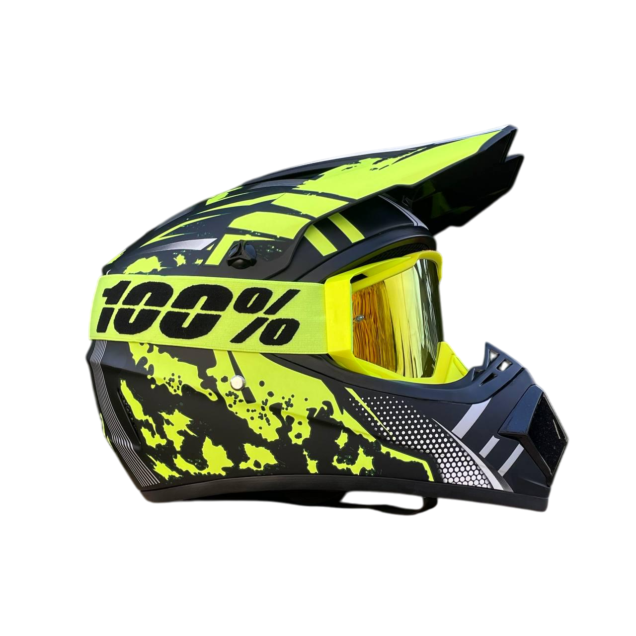 Мотошлем Virtue Эндуро с очками Зелено-салатовый/Черный (22511)