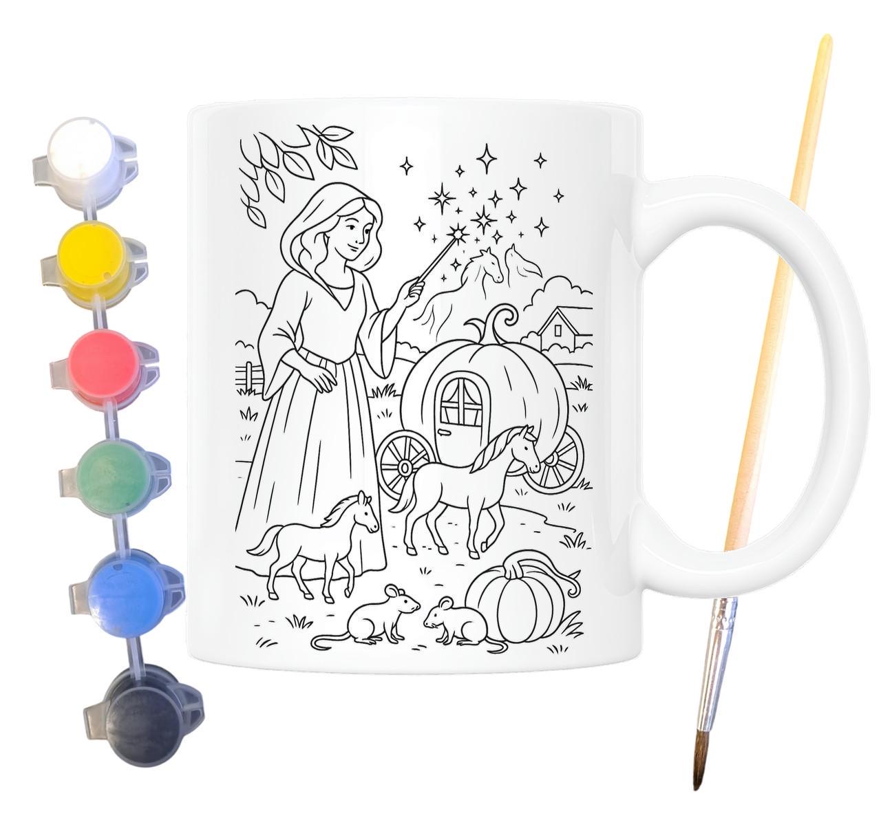 Набор для творчества кружка раскраска Золушка по мотивам сказки Шарля Перро 330 мл Белый (КР0190)