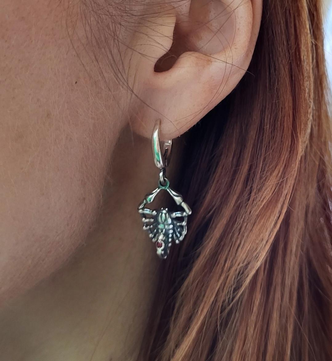 Сережки з підвіскою скорпіон чорнене срібло 925 проби 4,38 г (2540) - фото 2