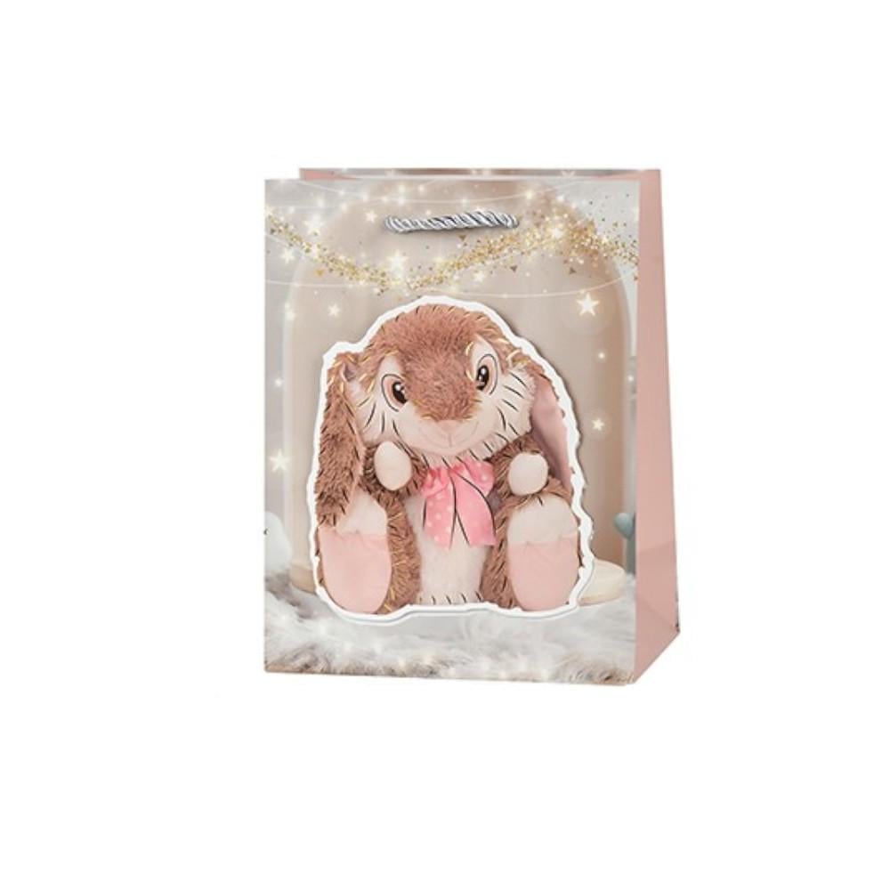 Подарочный пакет Rabbits 3D R33186-S 18х23х10 см Розово-бежевый (24460775)