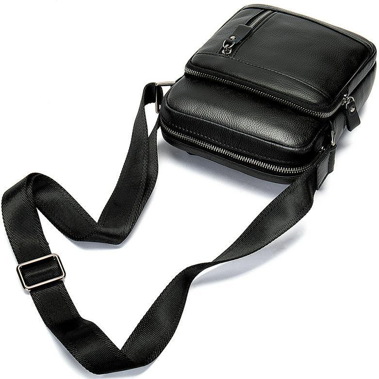 Чоловіча сумка через плече Lorian з натуральної шкіри з регульованим плечовим ременем Чорний (LR 257556-black) - фото 5 Чоловіча сумка через плече Lorian з натуральної шкіри з регульованим плечовим ременем Чорний (LR 257556-black) - фото 5