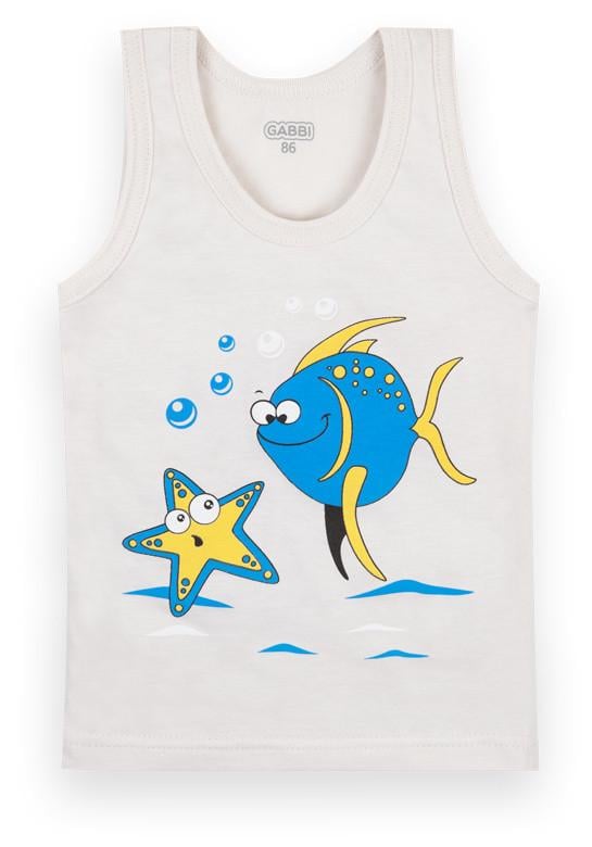 Майка детская хлопковая для мальчика Gabbi МКМ-21-4 Волна 86 см Молочный (12848)