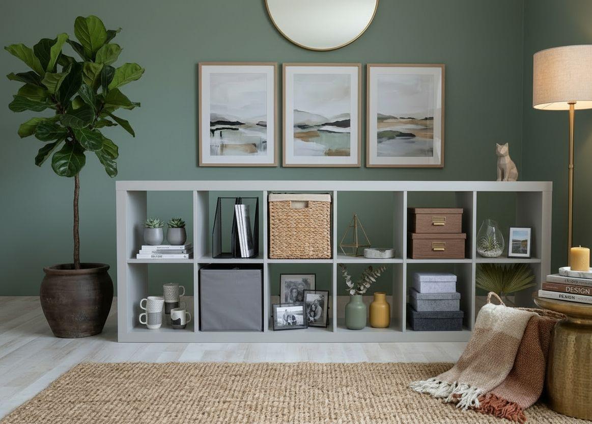 Стелаж у вітальню Inteo Мікс 2х6 2208х792х290 мм 50 мм Платиновий сірий (33233099)