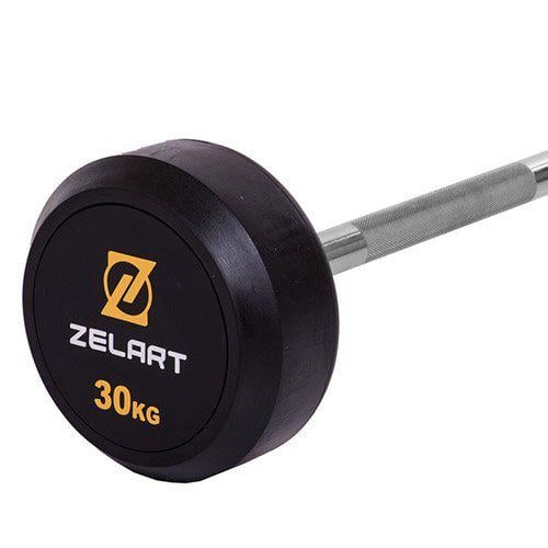 Штанга фіксована пряма Rubber Coated Barbell Zelart TA-2685 30 кг Чорний (58363066) - фото 3