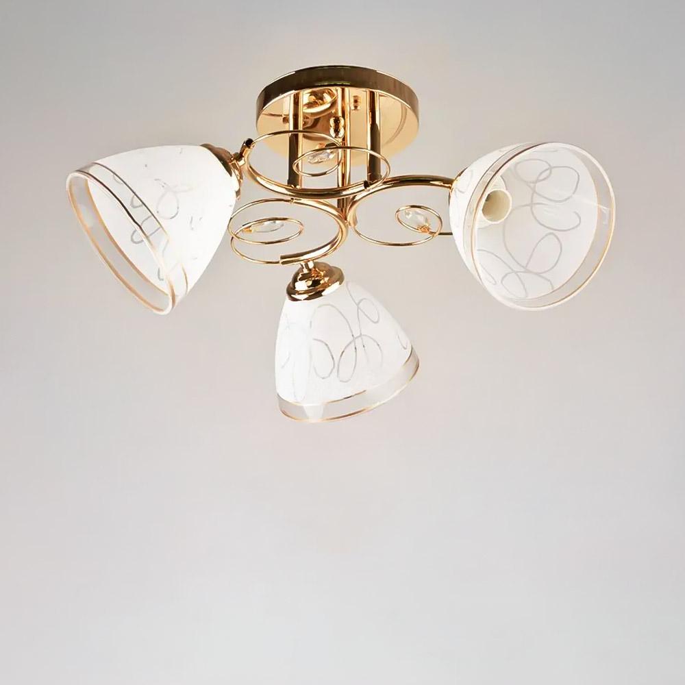 Люстра потолочная Light House SH-19397/3 FG E27 480х150х230 мм Золотой/Белый