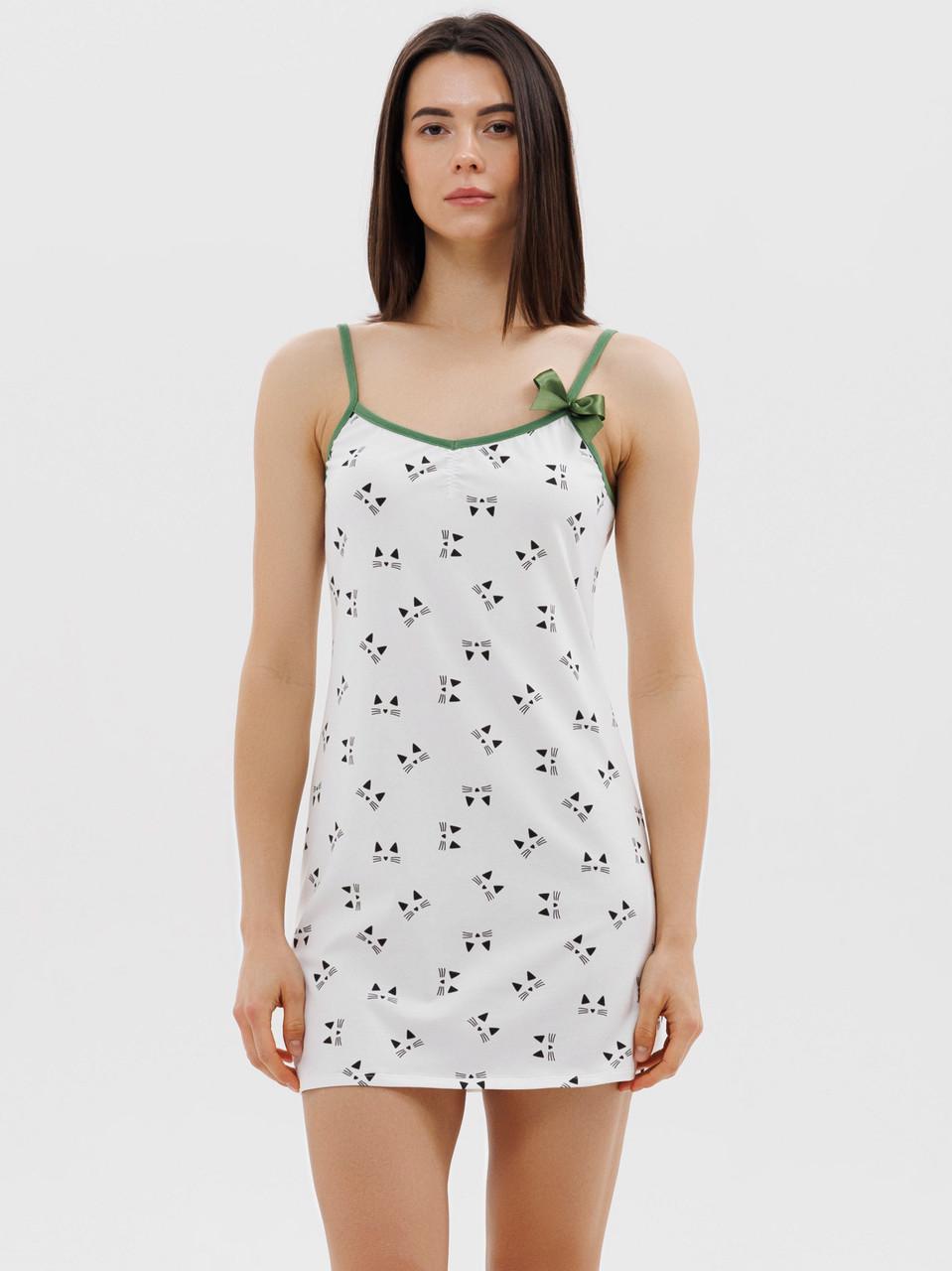 ночная рубашка женская Leinle на тонких бретелях хлопковая M Белый (1703/16175)