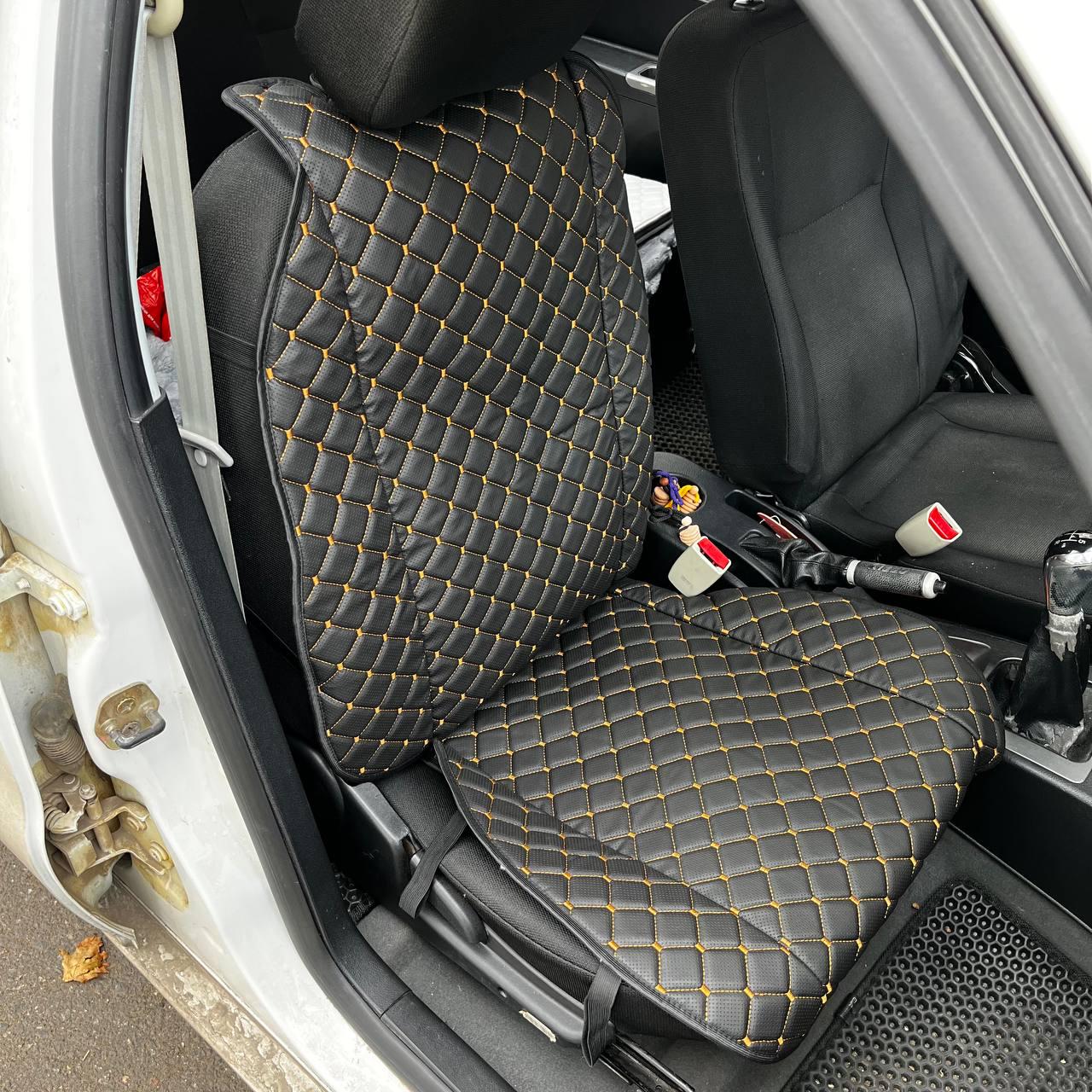 Накидка універсальна на переднє сидіння авто з екошкіри 1 шт. Чорний - фото 3