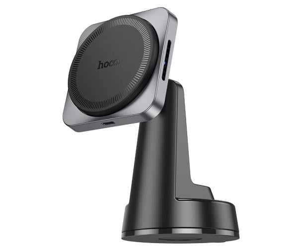 Держатель автомобильный магнитный Hoco HW16 с функцией беспроводной зарядки 15W 2A Black/Grey