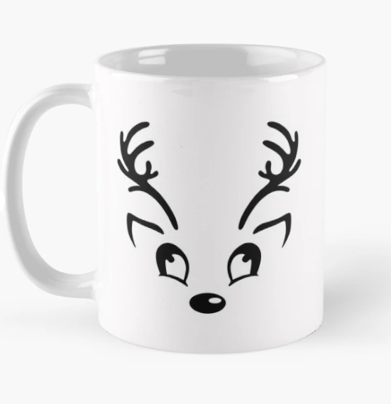 Чашка керамическая с принтом Олень Новый год 330 мл Белый