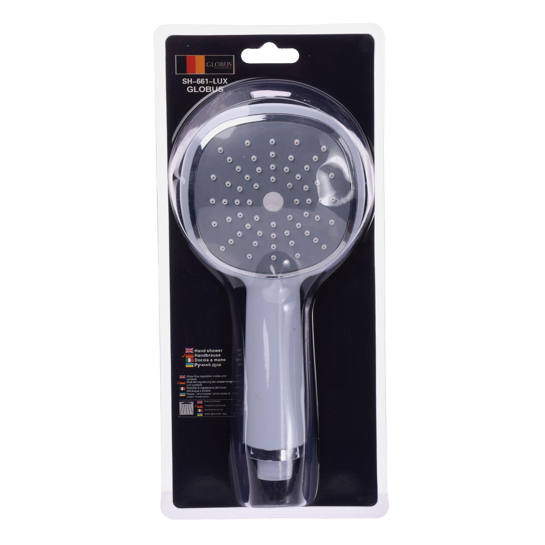 Душевая лейка Globus Lux SH-661-LUX Blister 000013411 однорежимная 100 мм Белый (110289)