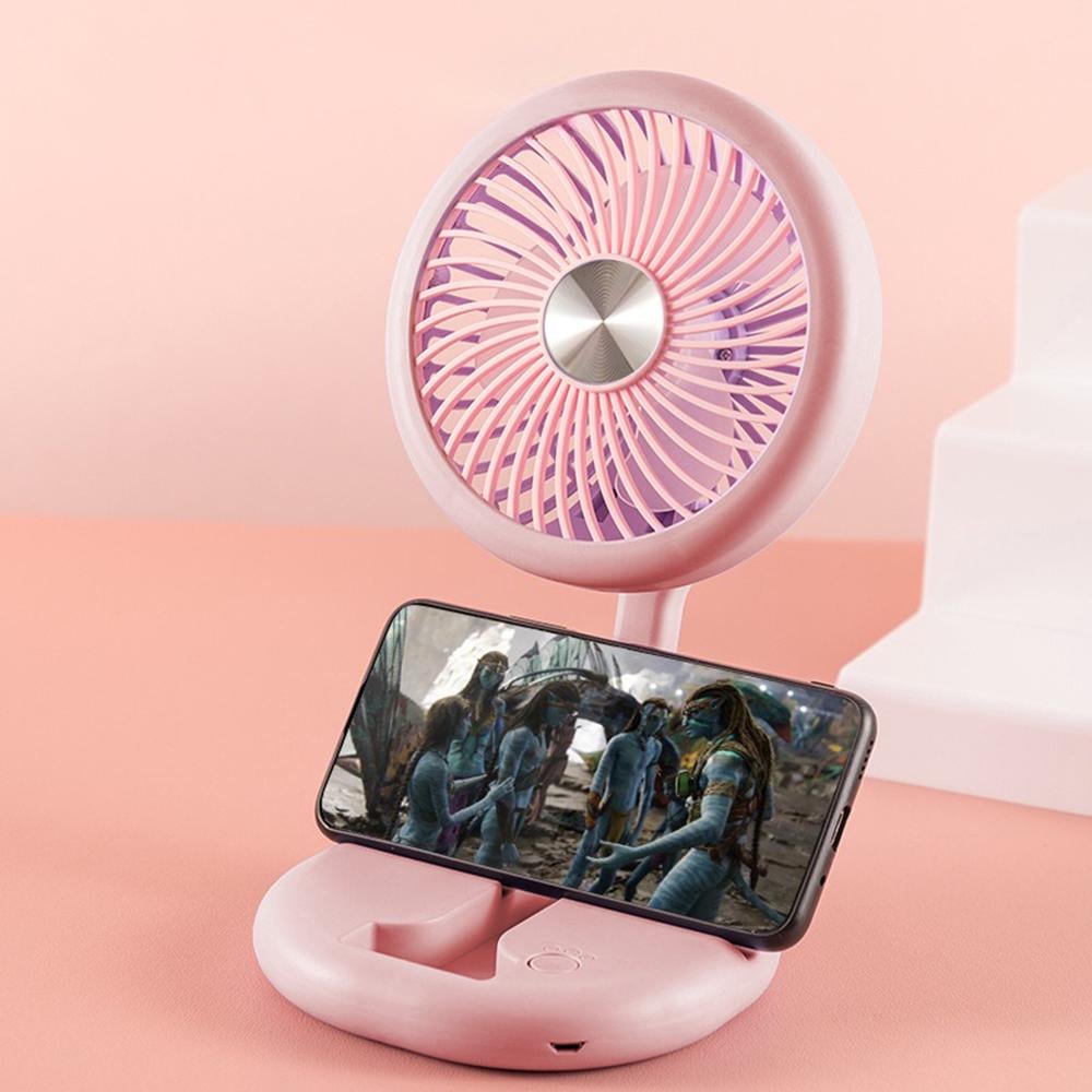 Вентилятор портативний настільний на акумуляторі 400 мАг USB 2 режими тримач для телефону Рожевий (27432464) - фото 2 Вентилятор портативний настільний на акумуляторі 400 мАг USB 2 режими тримач для телефону Рожевий (27432464) - фото 2