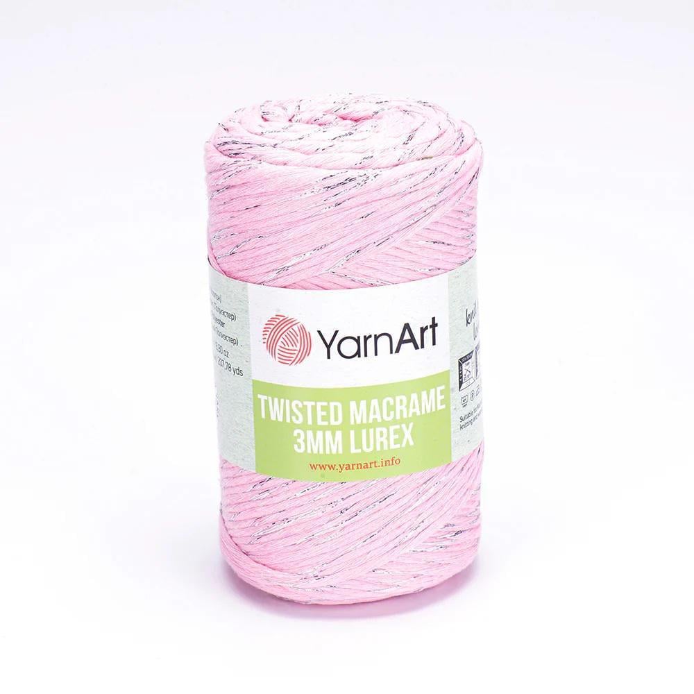Шпагат с люрексом Twisted Macrame Lurex 3 мм 250 г Розовый №762