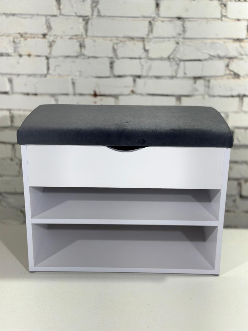 Тумба для обуви ДСП/ткань 30х50х45 см Белый/Графитовый - фото 2