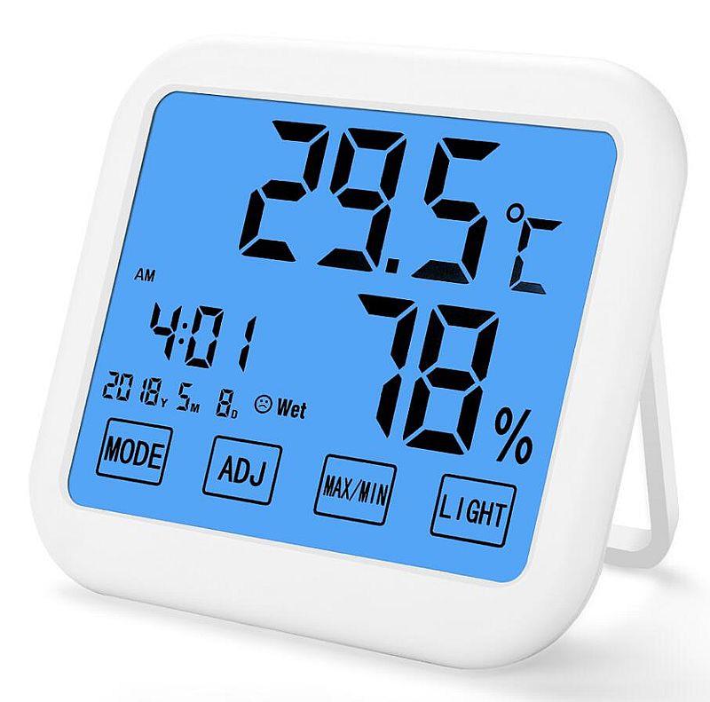 Термометр гігрометр багатофункціональний кімнатний з сенсорним екраном