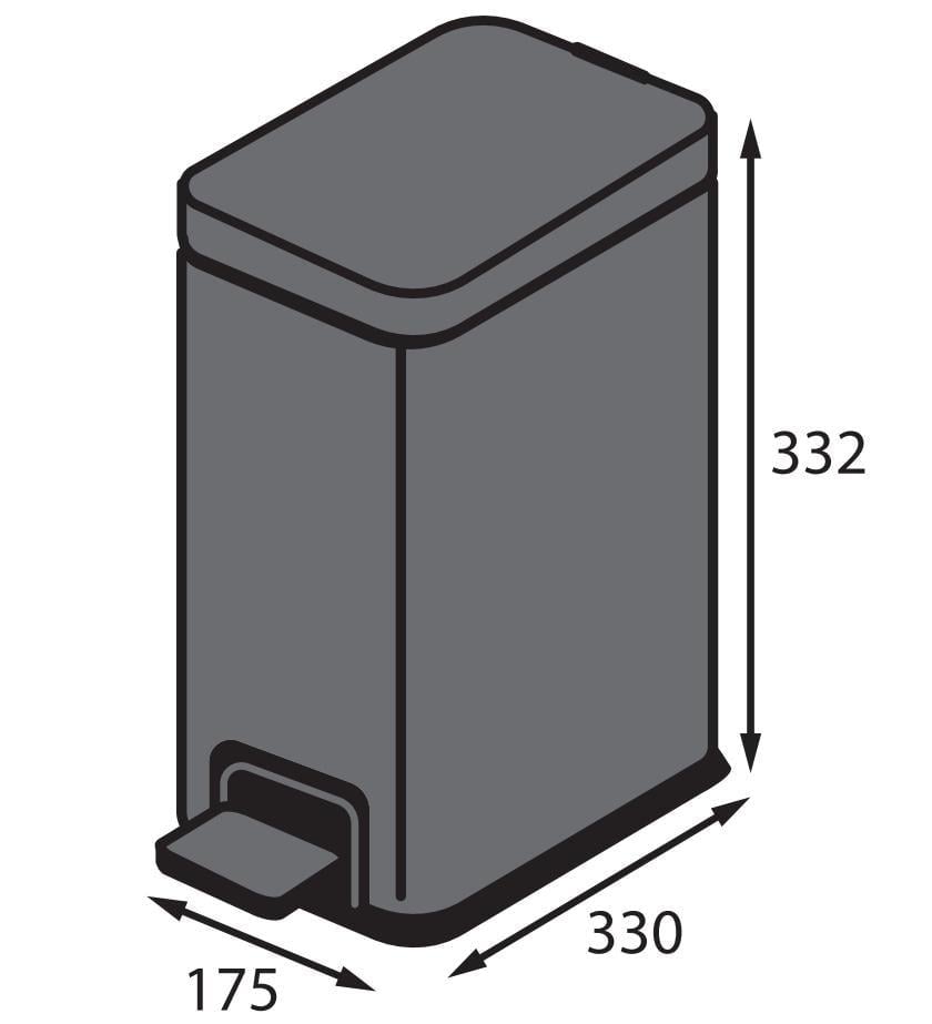 Відро для сміття KOER TC-010108-07 з плавним закриттям прямокутне 8 л Графіт (KR5591) - фото 2