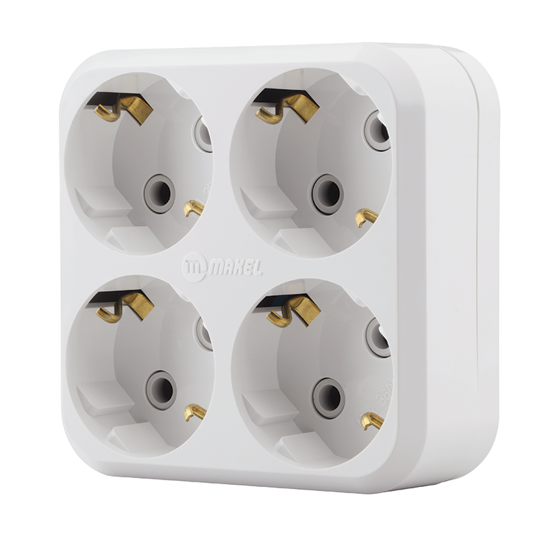Разветвитель Makel с заземлением квадрат 4 гнезда (1338026750)