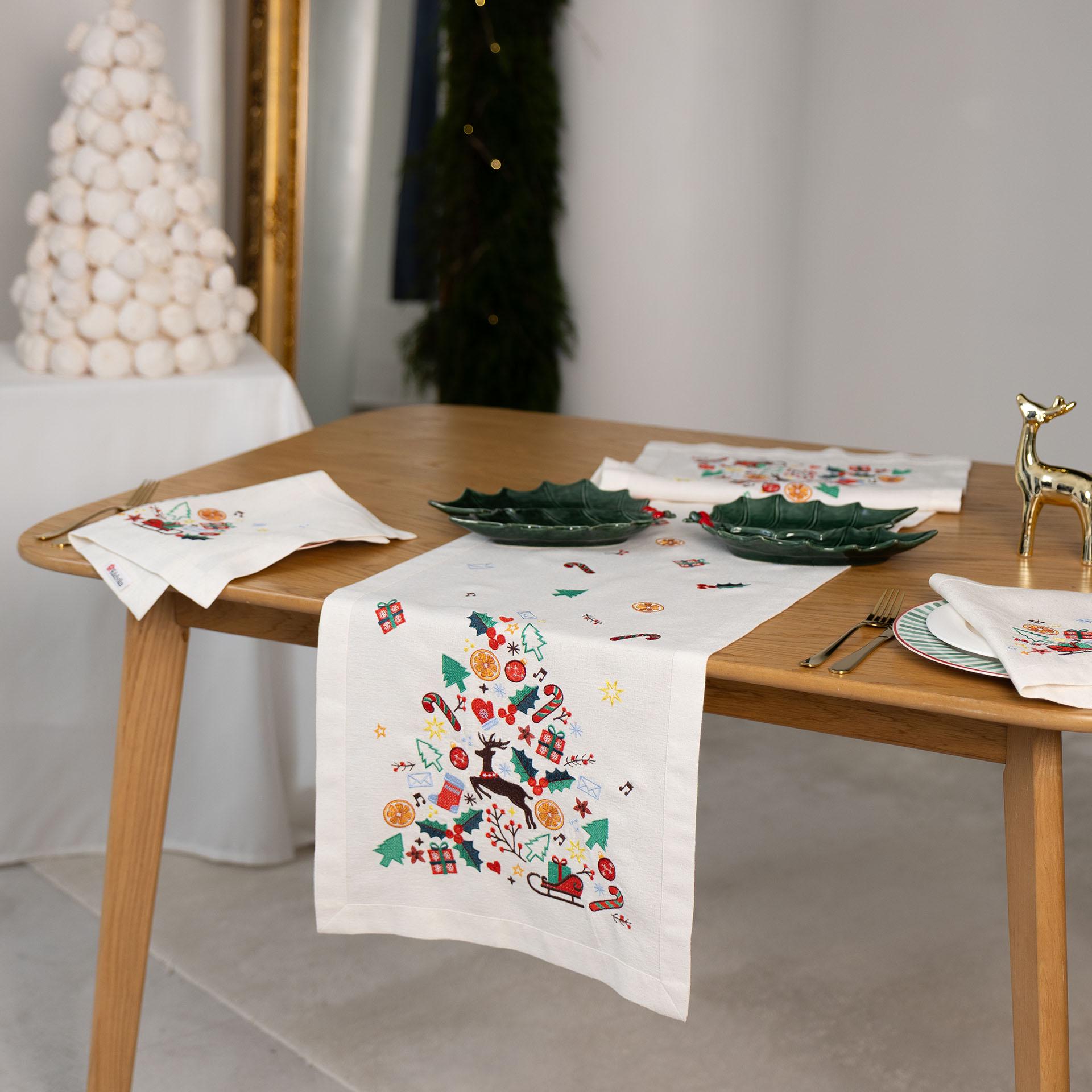 Доріжка на стіл новорічна Едельвіка Різдвяна мелодія 1,40х0,40 м (553-25/00) - фото 3 Доріжка на стіл новорічна Едельвіка Різдвяна мелодія 1,40х0,40 м (553-25/00) - фото 3