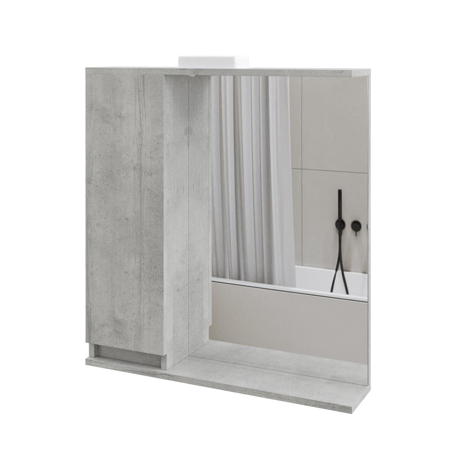 Зеркало с шкафчиком подвесное MEBLIBUD RENE с Led подсветкой правостороннее Монолит 70 см