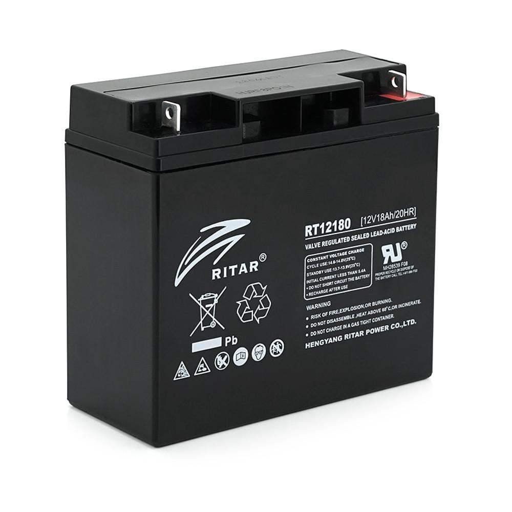 Батарея акумуляторна AGM RITAR RT12180BL5 Black Case 12V 18.0Ah