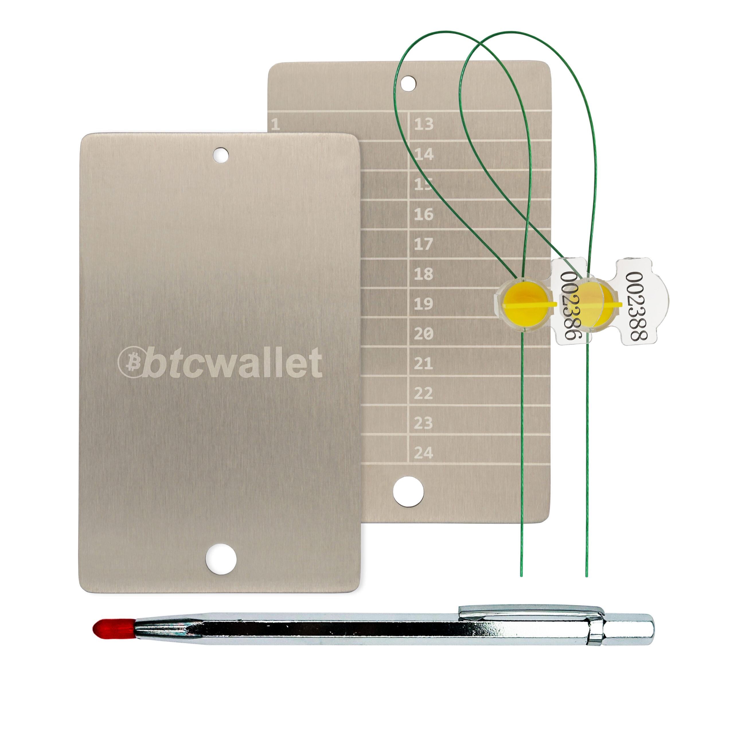Набор для хранения сид-фразы Btcwallet White Plate with Seals 2 металлические пластины/2 пломба/гравировальная ручка (34060716)