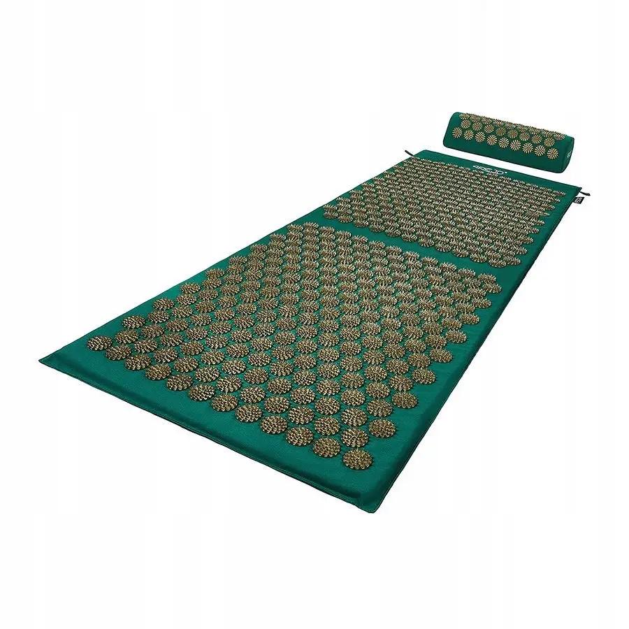 Коврик акупунктурный с валиком 4FIZJO Аппликатор Кузнецова 128x48 см 4FJ029 Navy Green/Gold