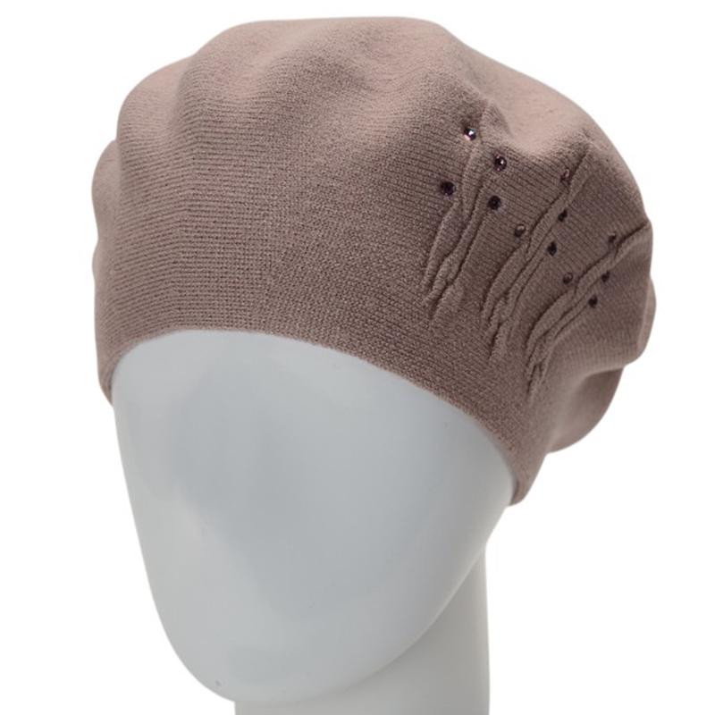 Берет женский двойной Novita Перо вискозный L/57-58 Какао (276174)