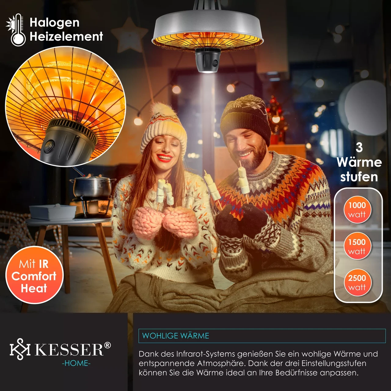 Инфракрасный обогреватель потолочный KESSER 2500 Вт 230В - фото 7