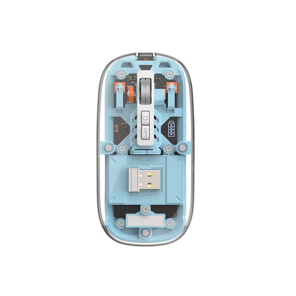 Маніпулятор миша бездротова WIWU Crystal Magnetic Wirless Mouse WM105 Dual-bluetooth +2.4G three-mode Blue (6976195091090)