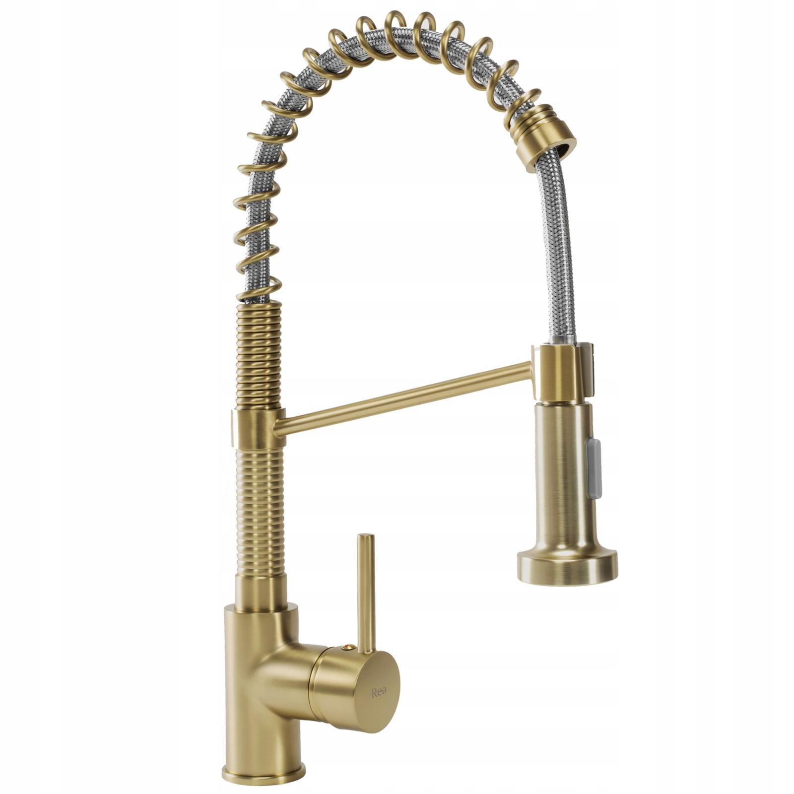 Cмеситель для кухни CUBO REA SPRING REA-B4805 с гибким изливом Золотой (169028)