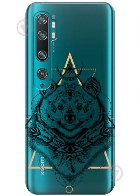 Прозрачный силиконовый чехол iSwag для Xiaomi Mi Note 10 Pro с рисунком - Медведь индеец (H356) Прозрачный силиконовый чехол iSwag для Xiaomi Mi Note 10 Pro с рисунком - Медведь индеец (H356)