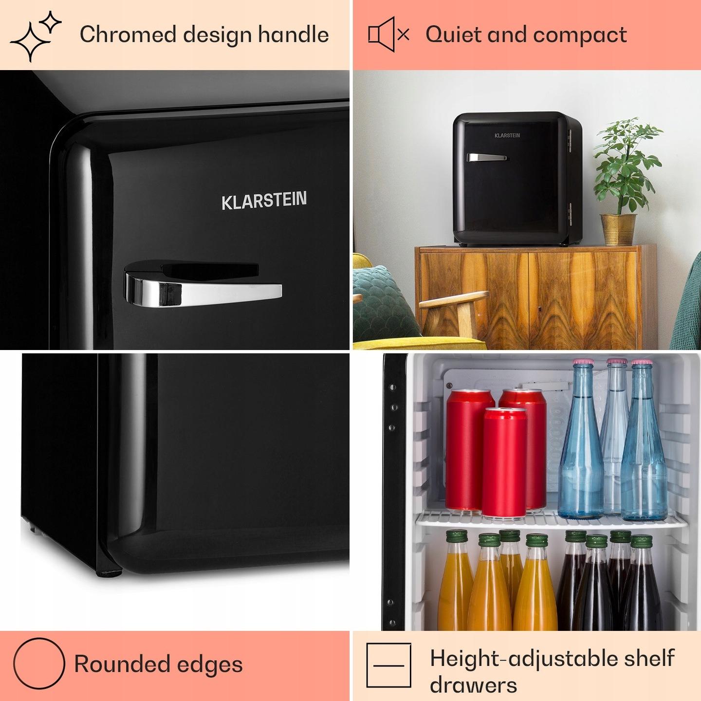 Холодильник мини ретро KLARSTEIN Audrey 2 уровня 48 л (10040738) - фото 4 Холодильник мини ретро KLARSTEIN Audrey 2 уровня 48 л (10040738) - фото 4