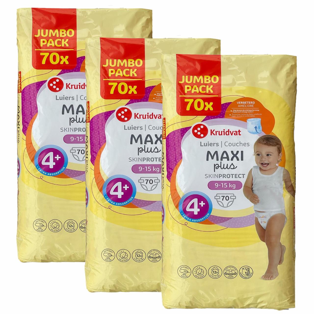 Підгузки дитячі Kruidvat Jumbopack 4+ 9-15 кг 210 шт. (2446059957)