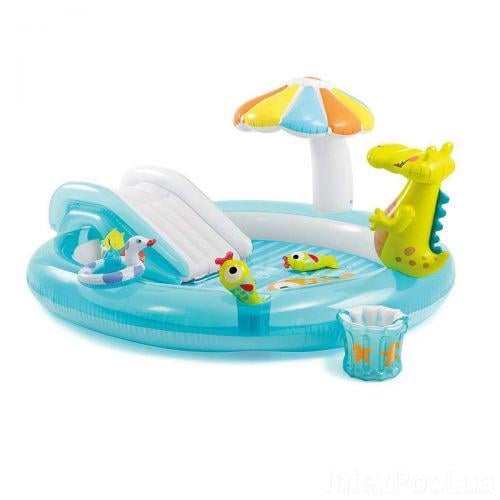 Надувной игровой центр Intex Крокодил для детей игр на воде большой с крокодилом Голубой (16847) Надувной игровой центр Intex Крокодил для детей игр на воде большой с крокодилом Голубой (16847)